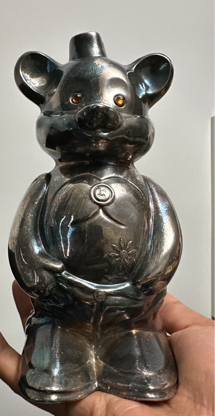 1960 Silver Plated Antique Metal Piggy Bank - Circa 1890s - photo 2