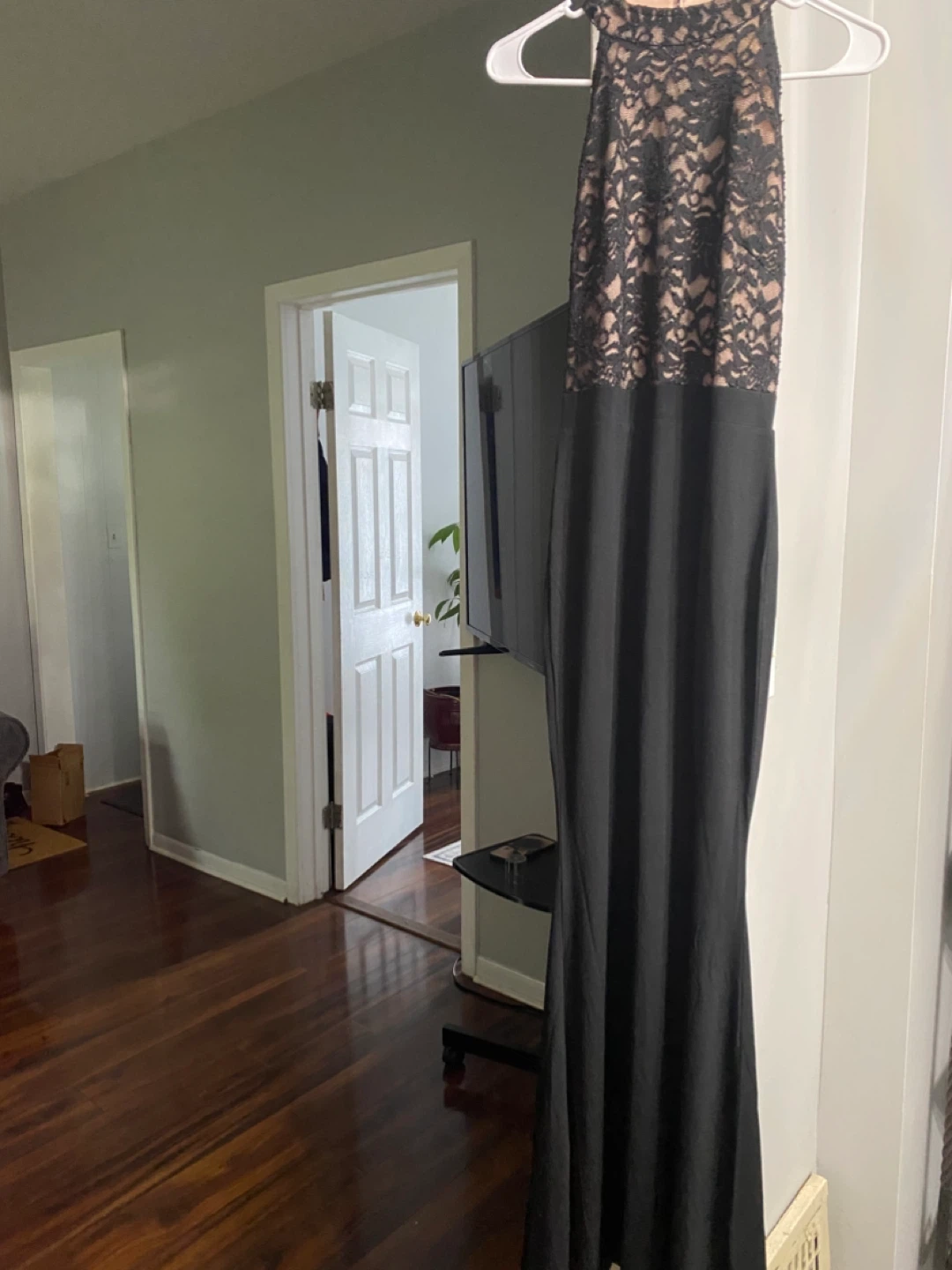 Kephyllis Black Lace Halter Maxi Dress Size M