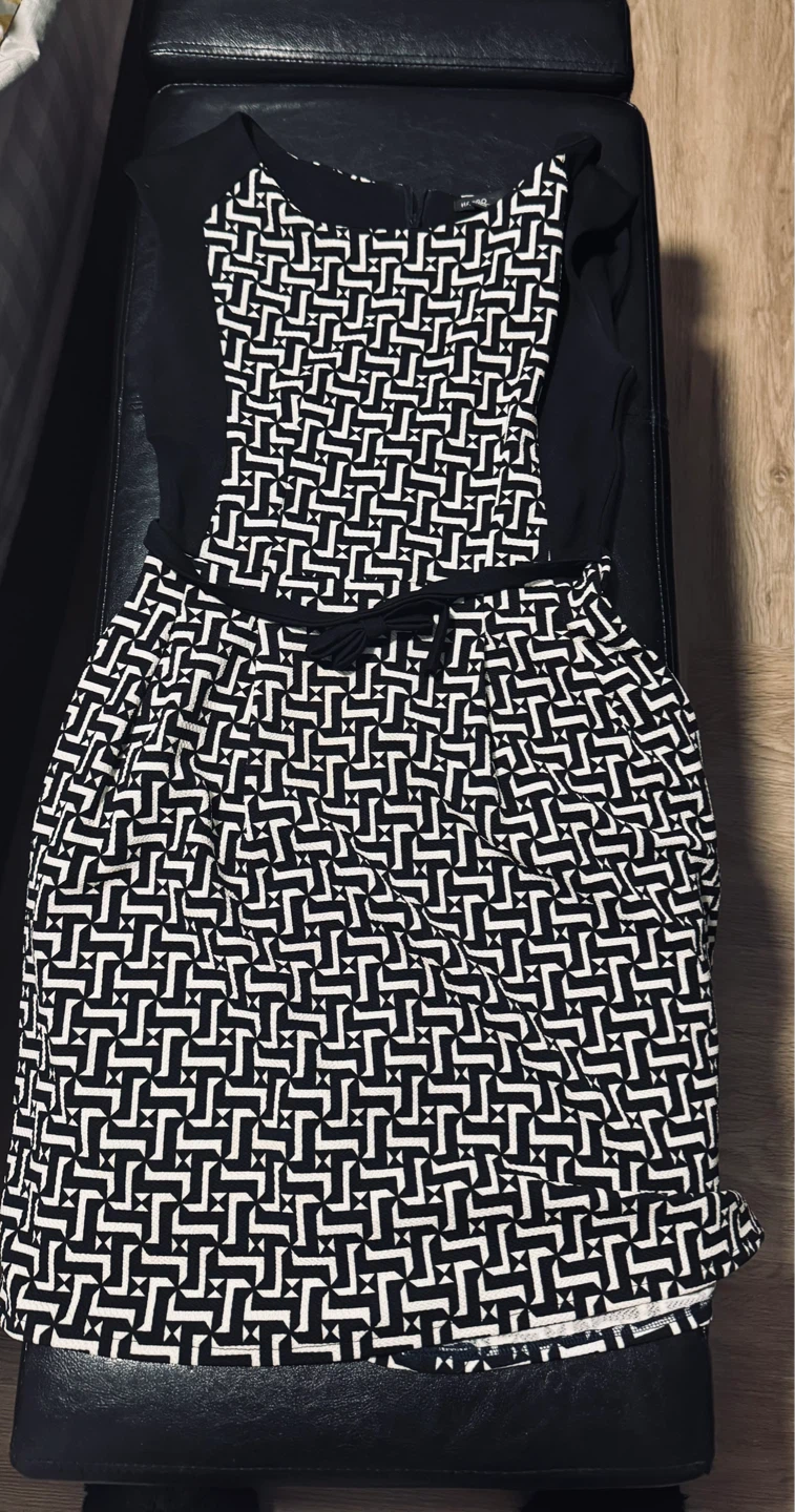 Mango Women's Black and White  Dress