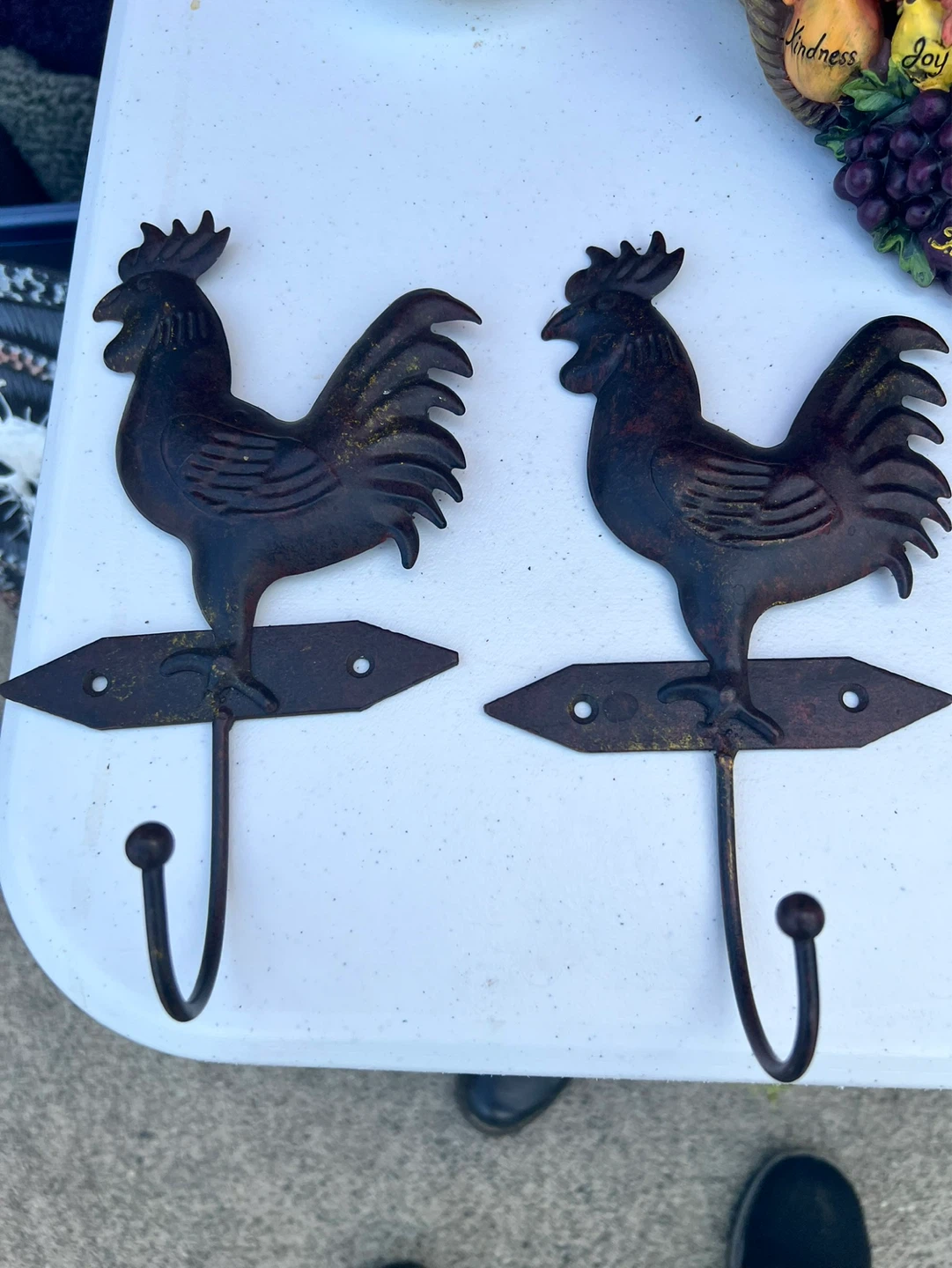 Set of 2 Rooster Wall Hooks