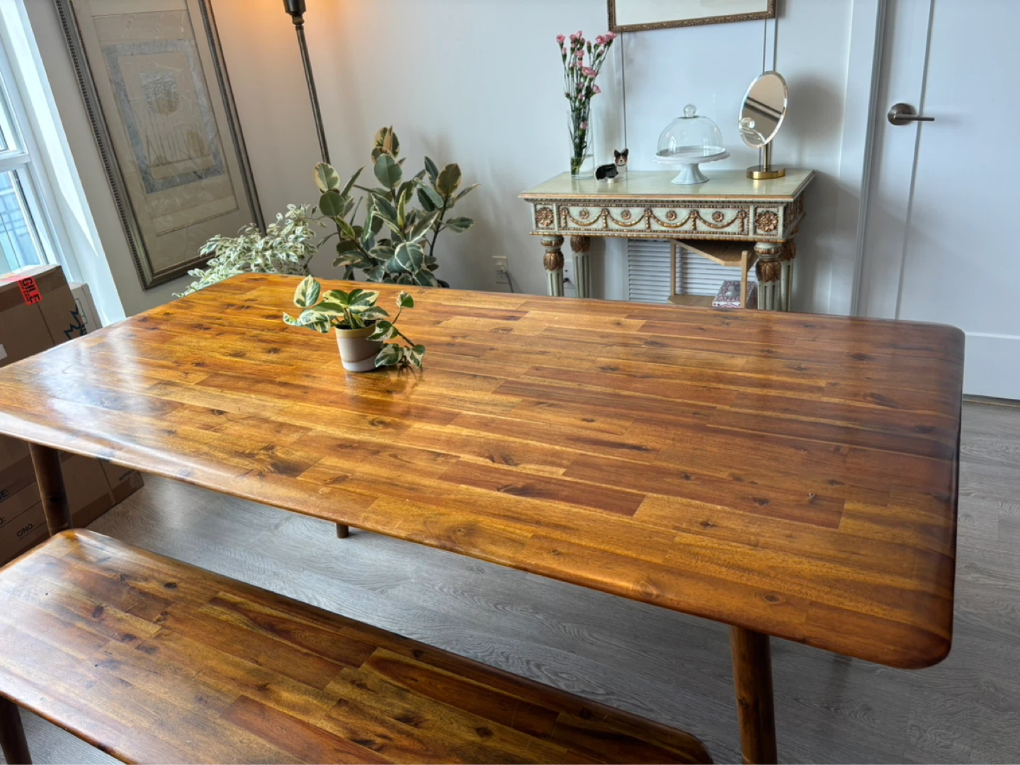 Wooden Dining Table and Bench Set - photo 2