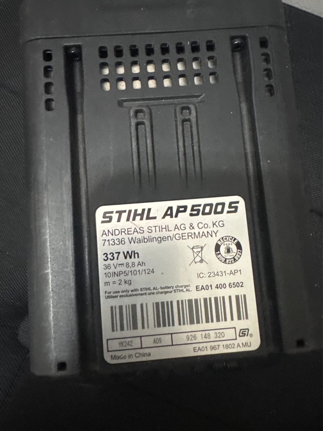 STIHL AP 500 S Battery - photo 3