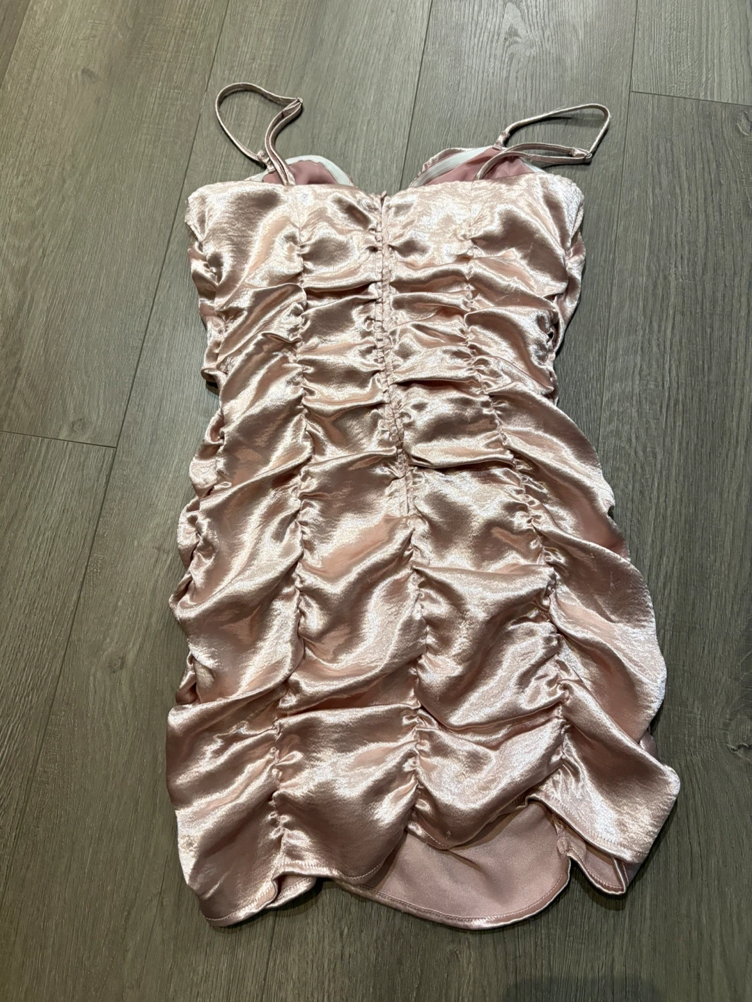 Mable Ruched Satin Mini Dress Pink Size S - photo 2