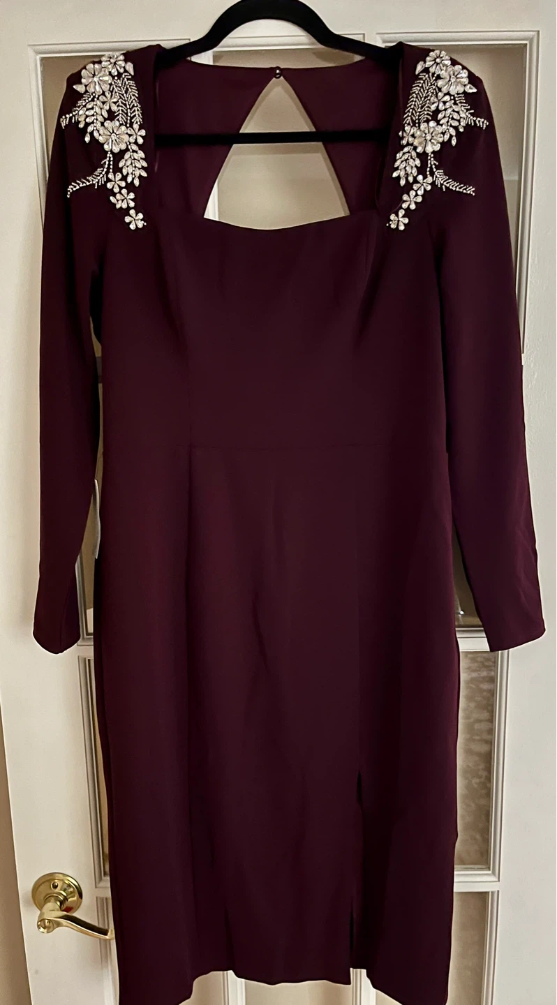 US size 12 Lipsy London Wine Embellished Shoulder Midi Dress - photo 2