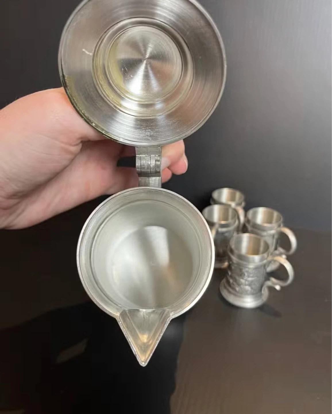 Vintage West German Pewter Schnapps Set - photo 5