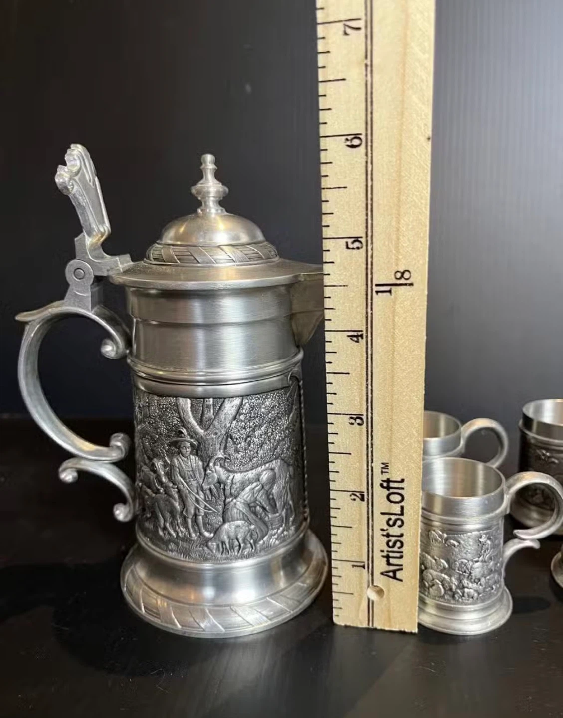 Vintage West German Pewter Schnapps Set - photo 2