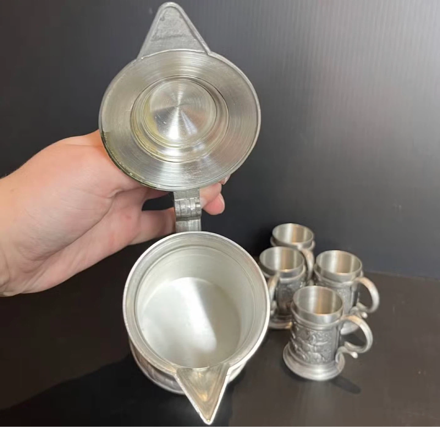 Vintage West German Pewter Schnapps Set - photo 4