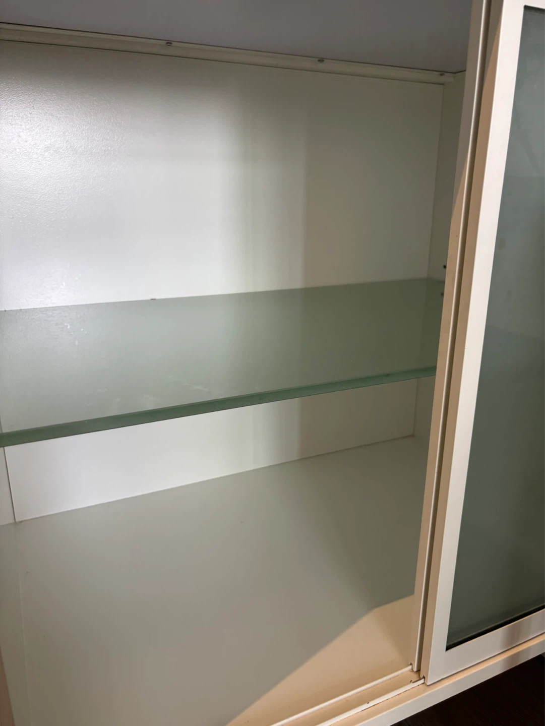 White Storage Cabinet with Glass Sliding Doors - photo 2