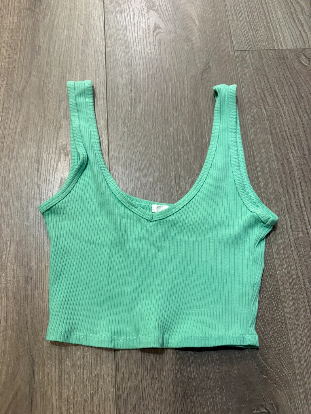 Garage ribbed cropped tank top - green