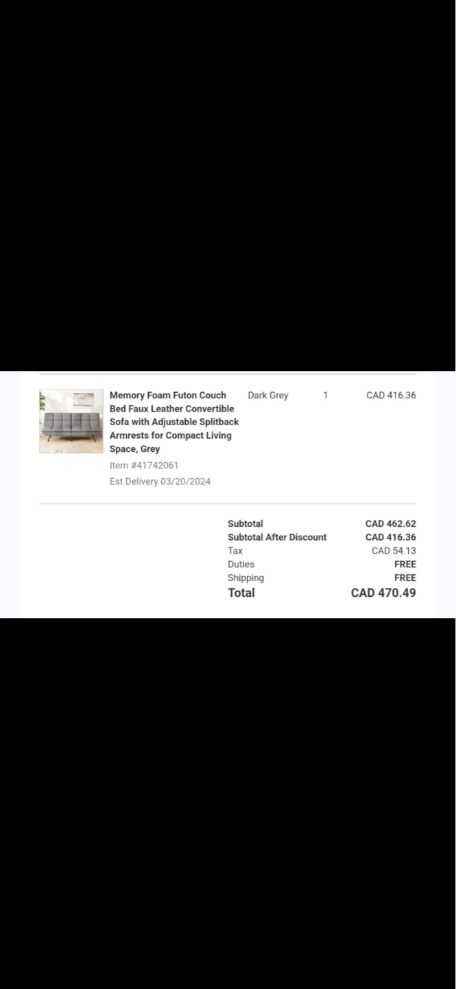 Memory Foam Futon Couch - Space Grey - photo 3