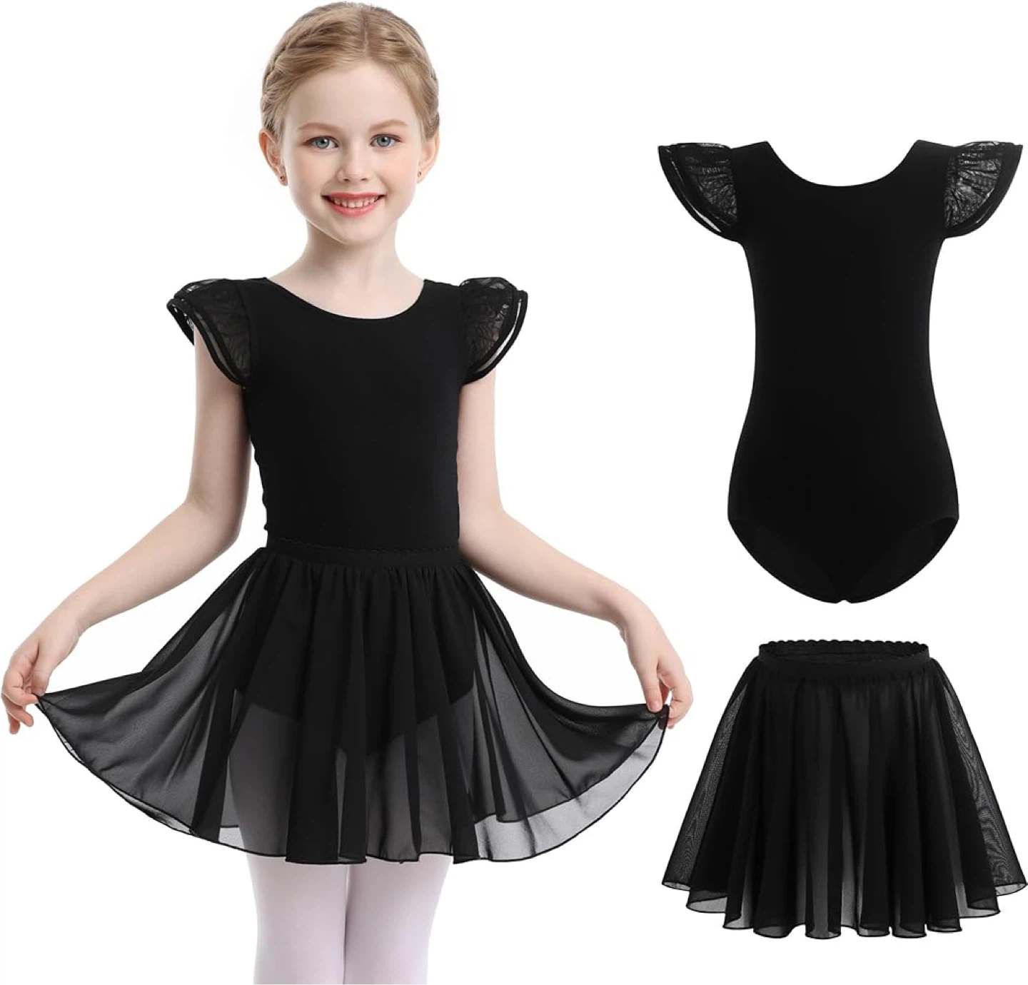 Mdmnd Kids Black Leotard and Skirt Set, Size 130 - photo 3
