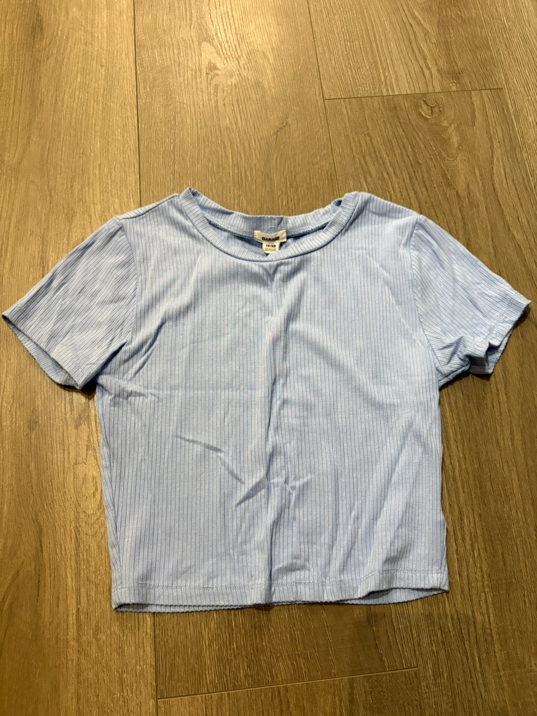 Bench Baby Blue Ribbed Cropped T-Shirt - SizeXS