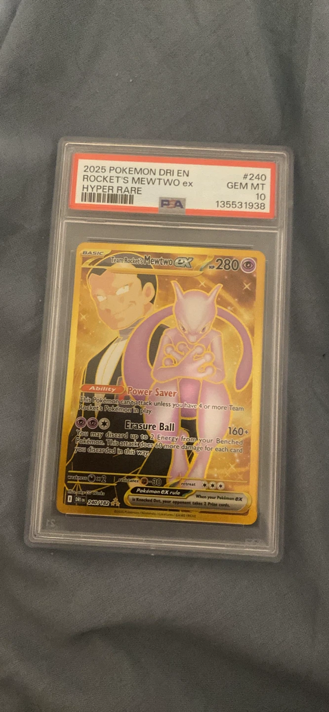 2025 Pokemon Card - Rocket's Mewtwo EX Hyper Rare #240 GEM 10
