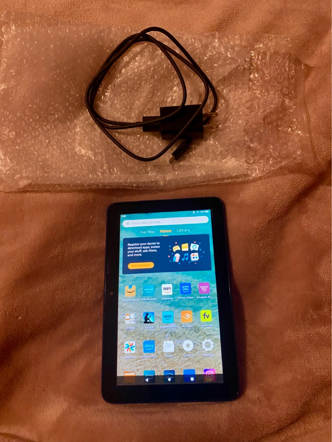 Blue Amazon Fire Tablet with Charger