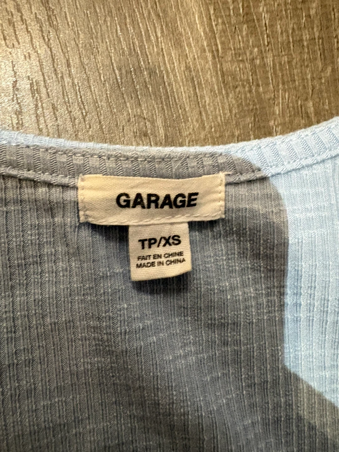 Garage Light Blue Ribbed Wrap Top - XS - photo 2
