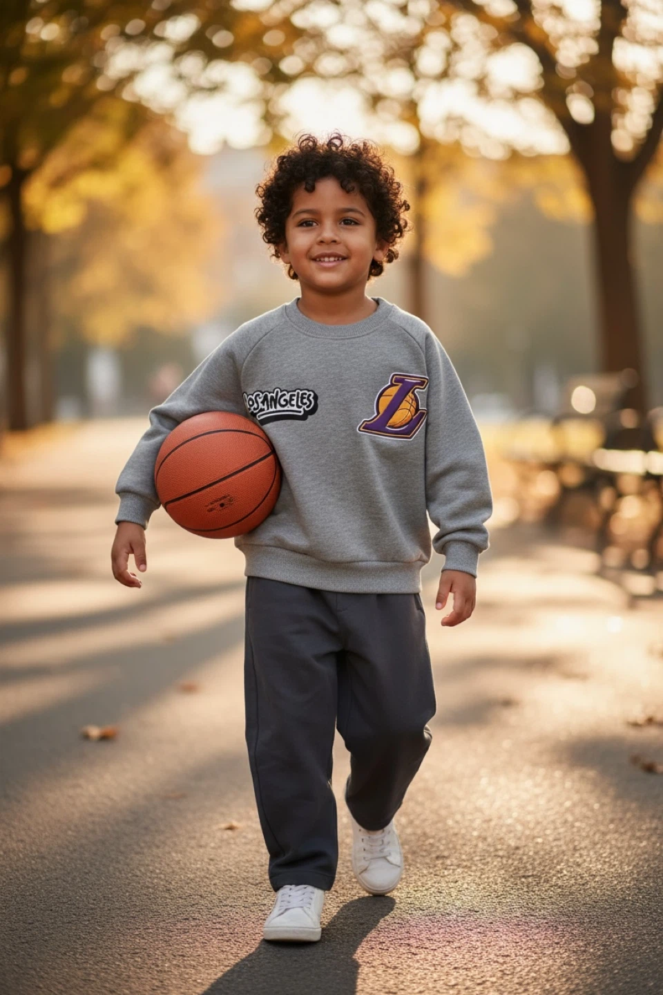 Zara NBA Los Angeles Lakers Grey Sweatshirt Size 6 Years - photo 4