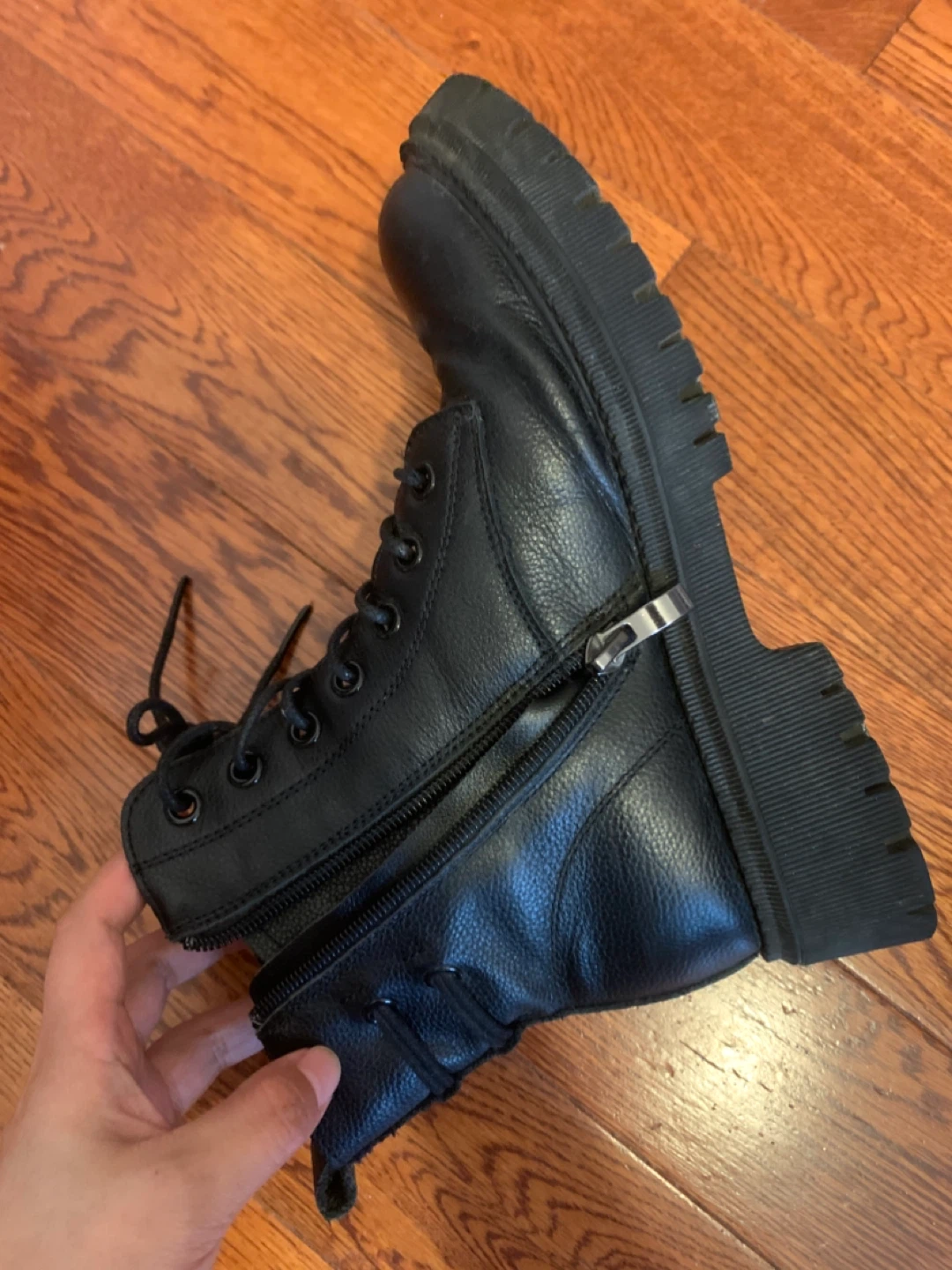 Women’s Fleece-Lined Combat Boots (Lychee Pattern Leather) - photo 2