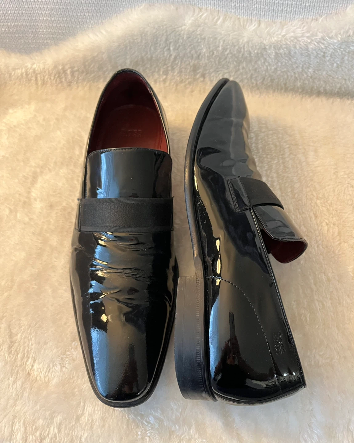 BOSS Hugo Boss Black Patent Leather Loafers - Size 11