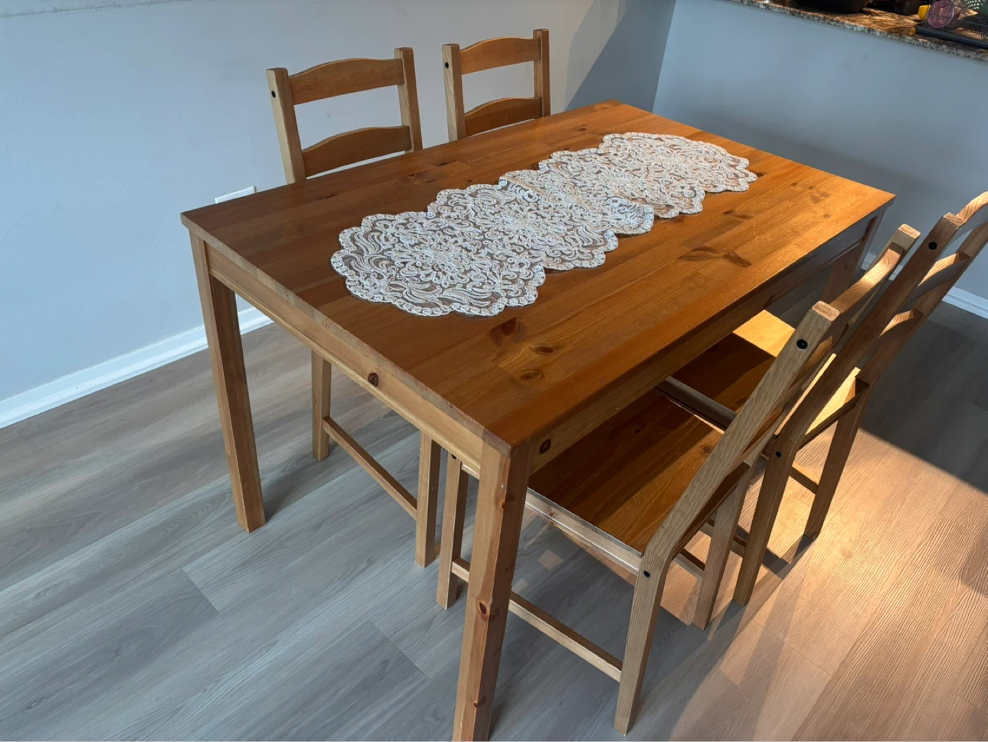 IKEA Wooden Dining Table with 4 Chairs