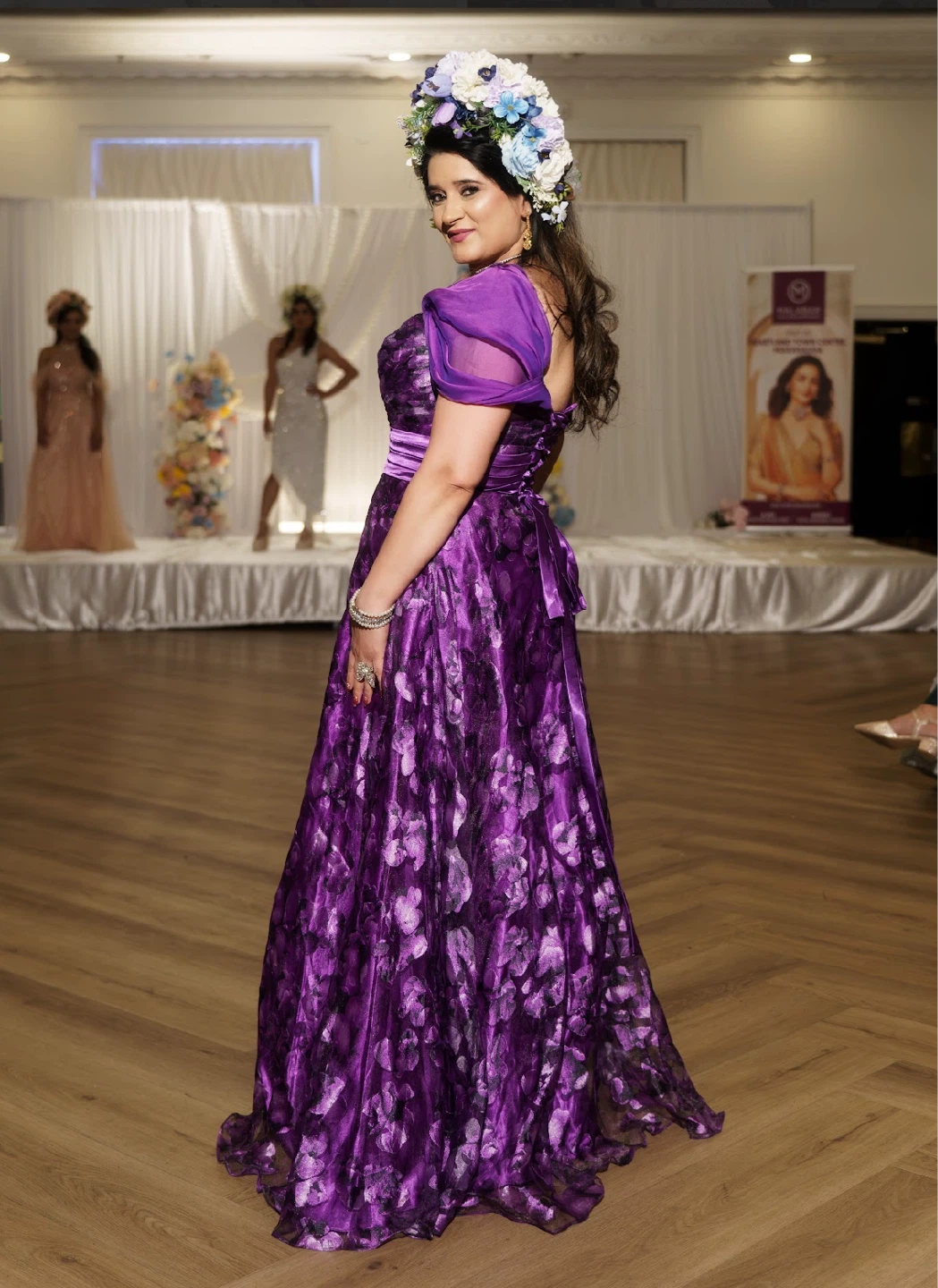 Purple Floral Evening Gown - photo 3