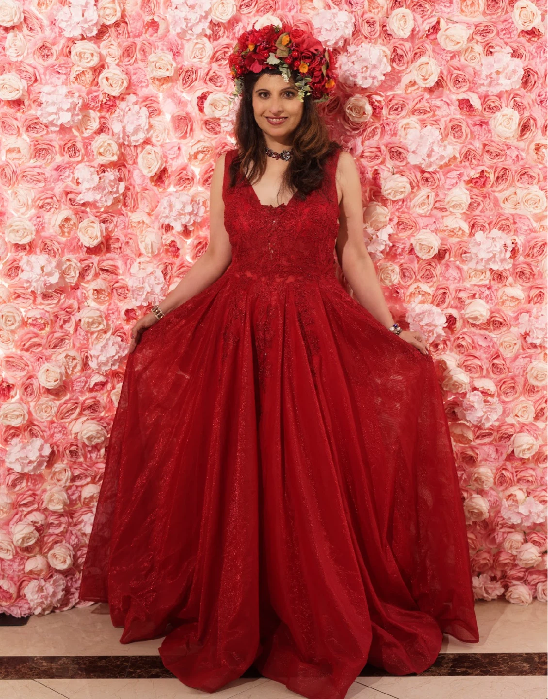 Red formal lace dress - photo 4