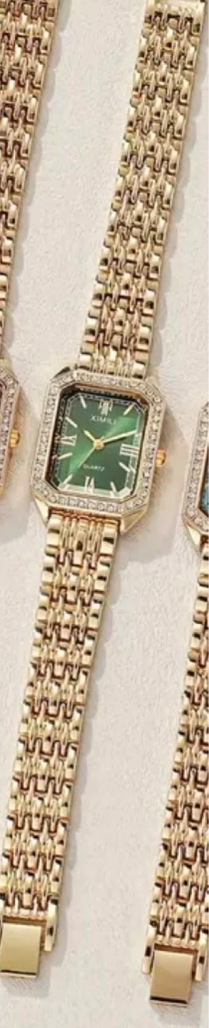 XIMILI Women's Gold Green Dial Watch with Rhinestone Bezel - photo 4