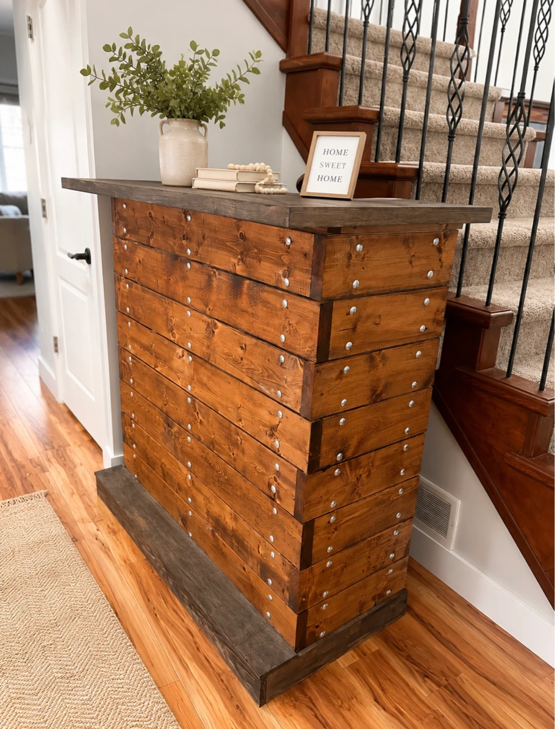 Rustic Stacked Wood Console Table