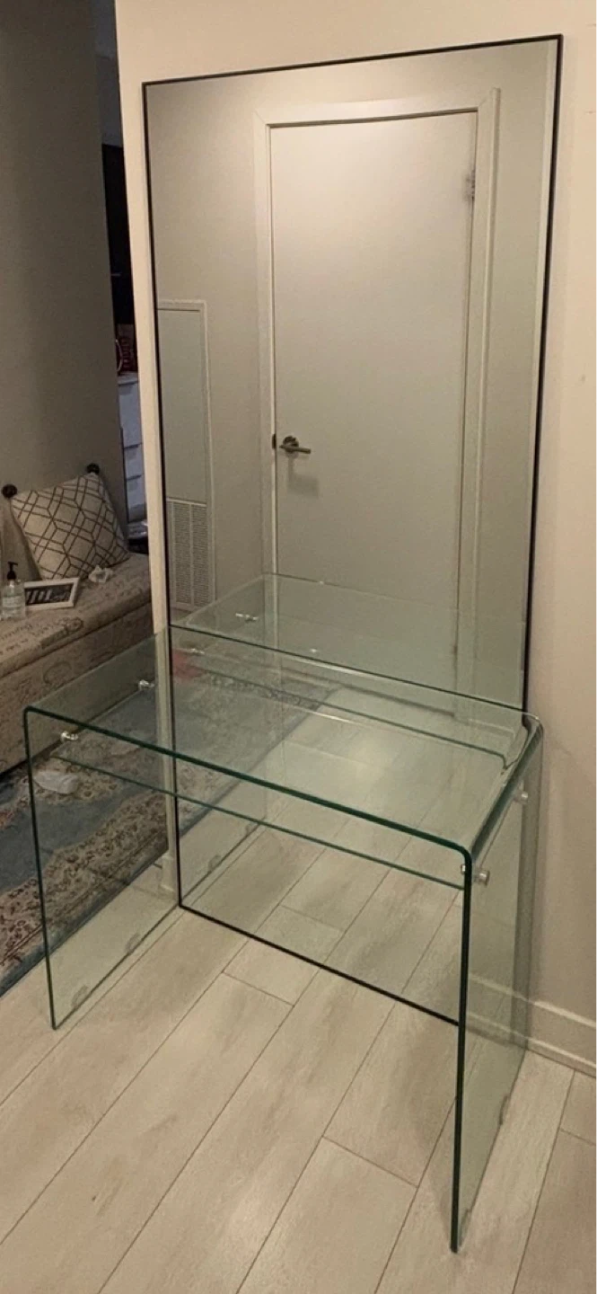 Heavy + Sturdy glass console table