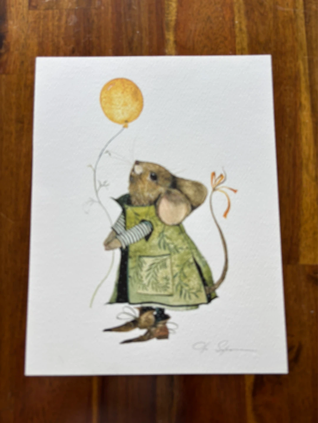 Watercolor Art Print - "Mouse with Balloon"