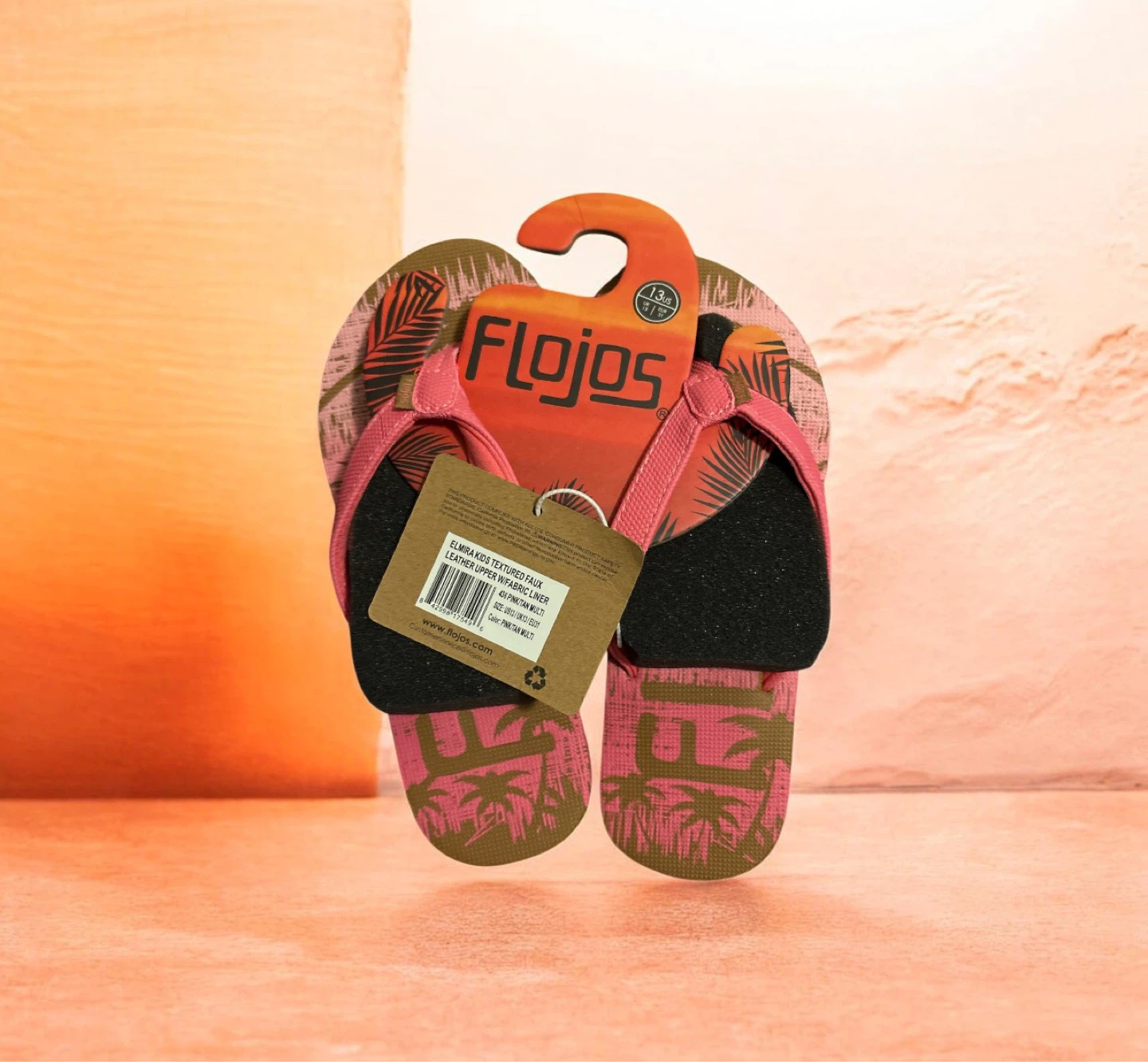 Flojos Elmira Kids Textured Faux Leather Liner Flip Flops US13