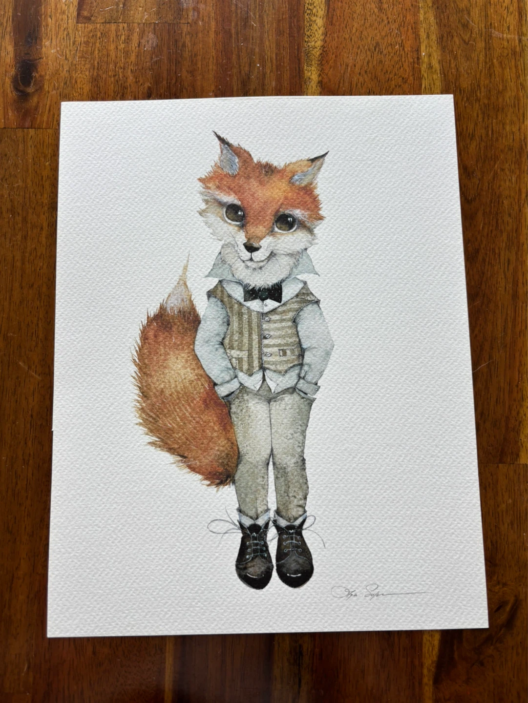 Watercolor Painting of a Fox in a Suit