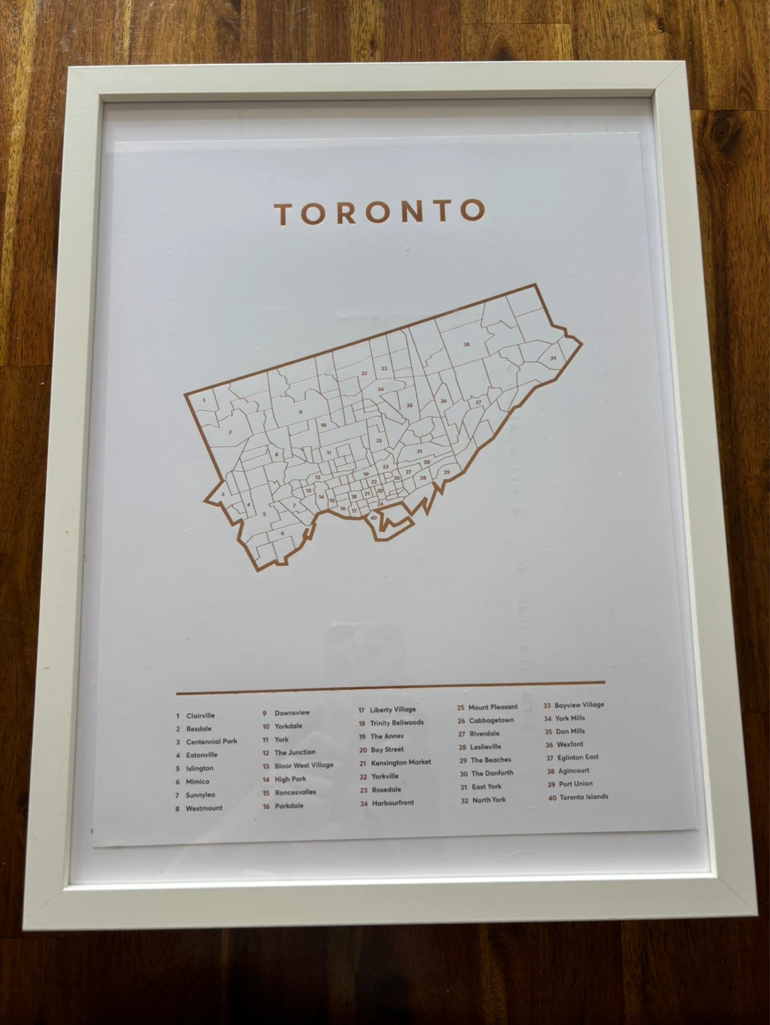 Toronto Neighbourhood Map Framed Print