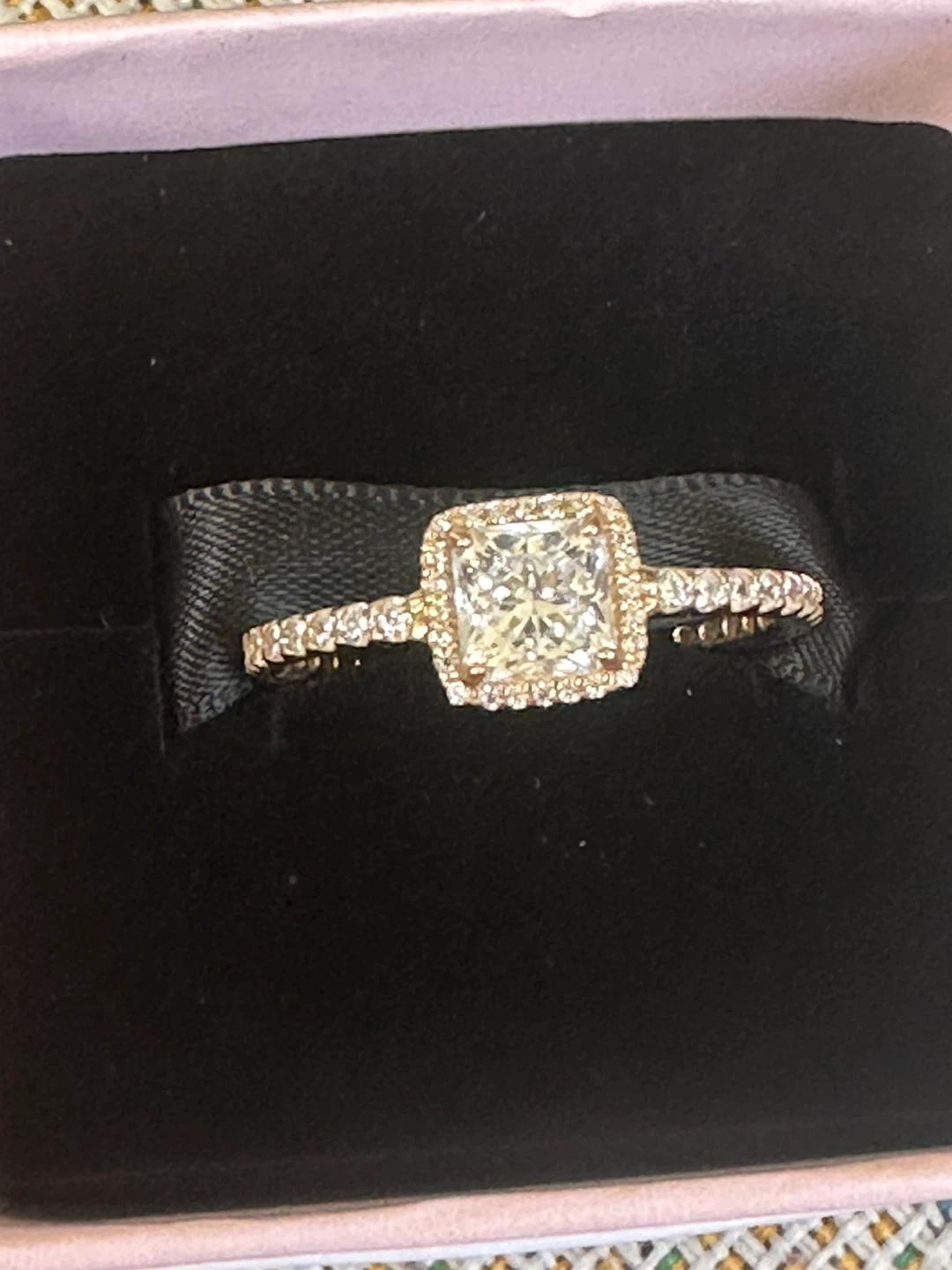 PANDORA 14KT Yellow Gold Square Sparkle Halo Ring Size 7
