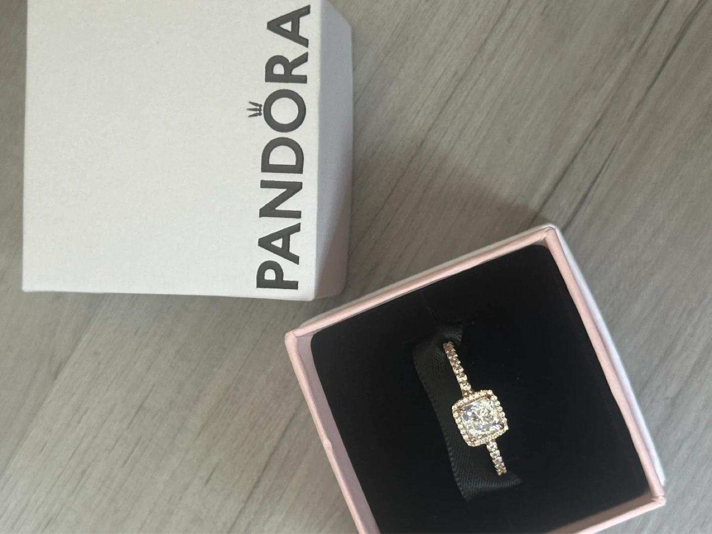 PANDORA 14KT Yellow Gold Square Sparkle Halo Ring Size 7 - photo 4