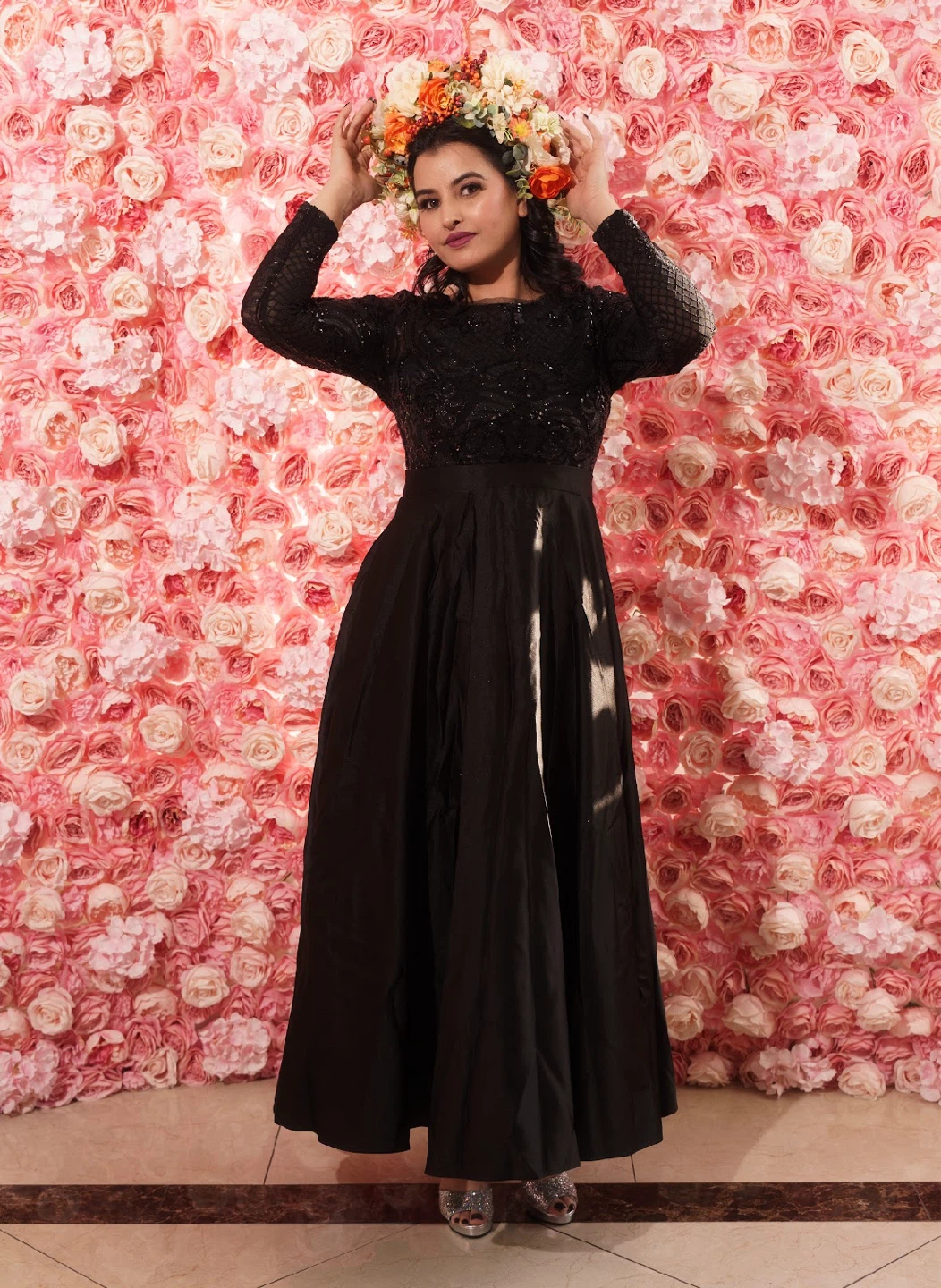 Royal Elegance Black Maxi Dress