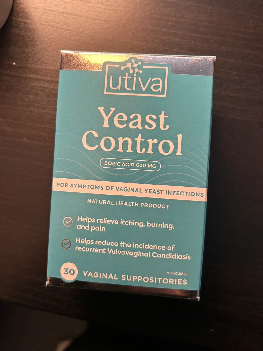 Utiva Yeast Control Boric Acid Vaginal Suppositories - 30 Count