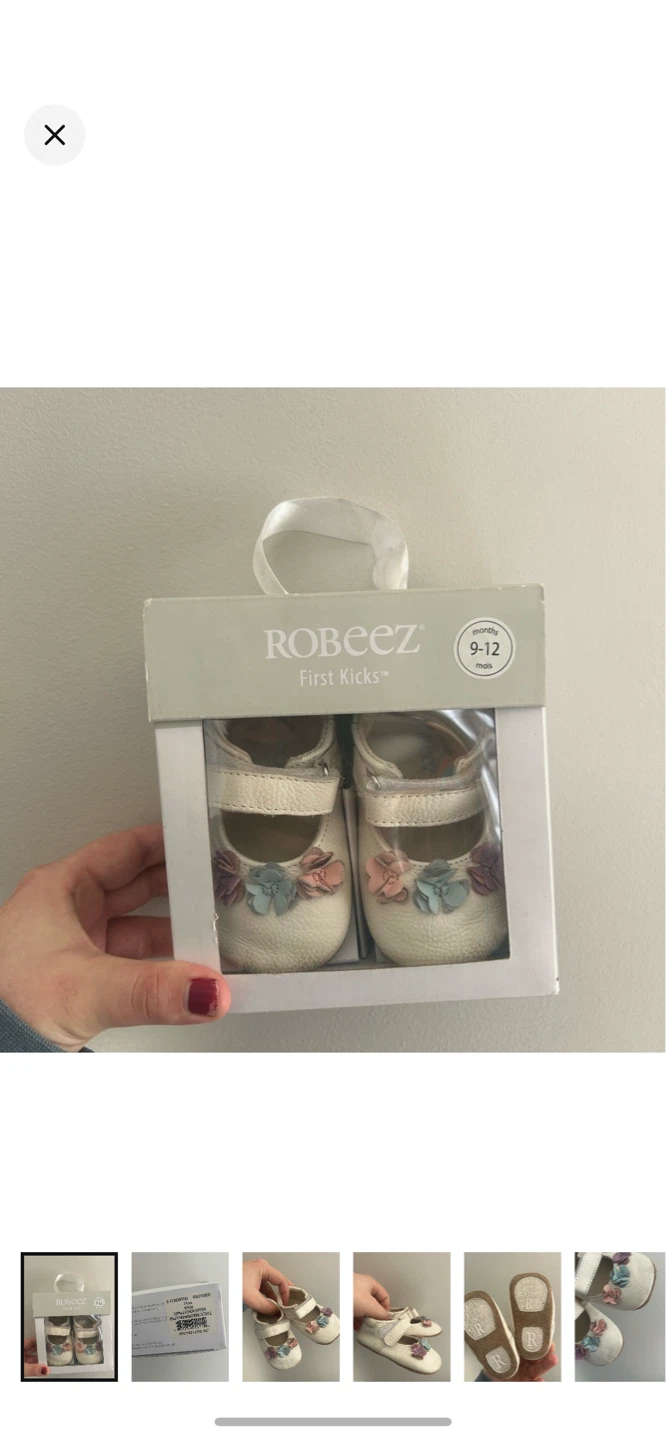 Robeez First Kicks Flora Crib Shoes - White - 9-12 Months
