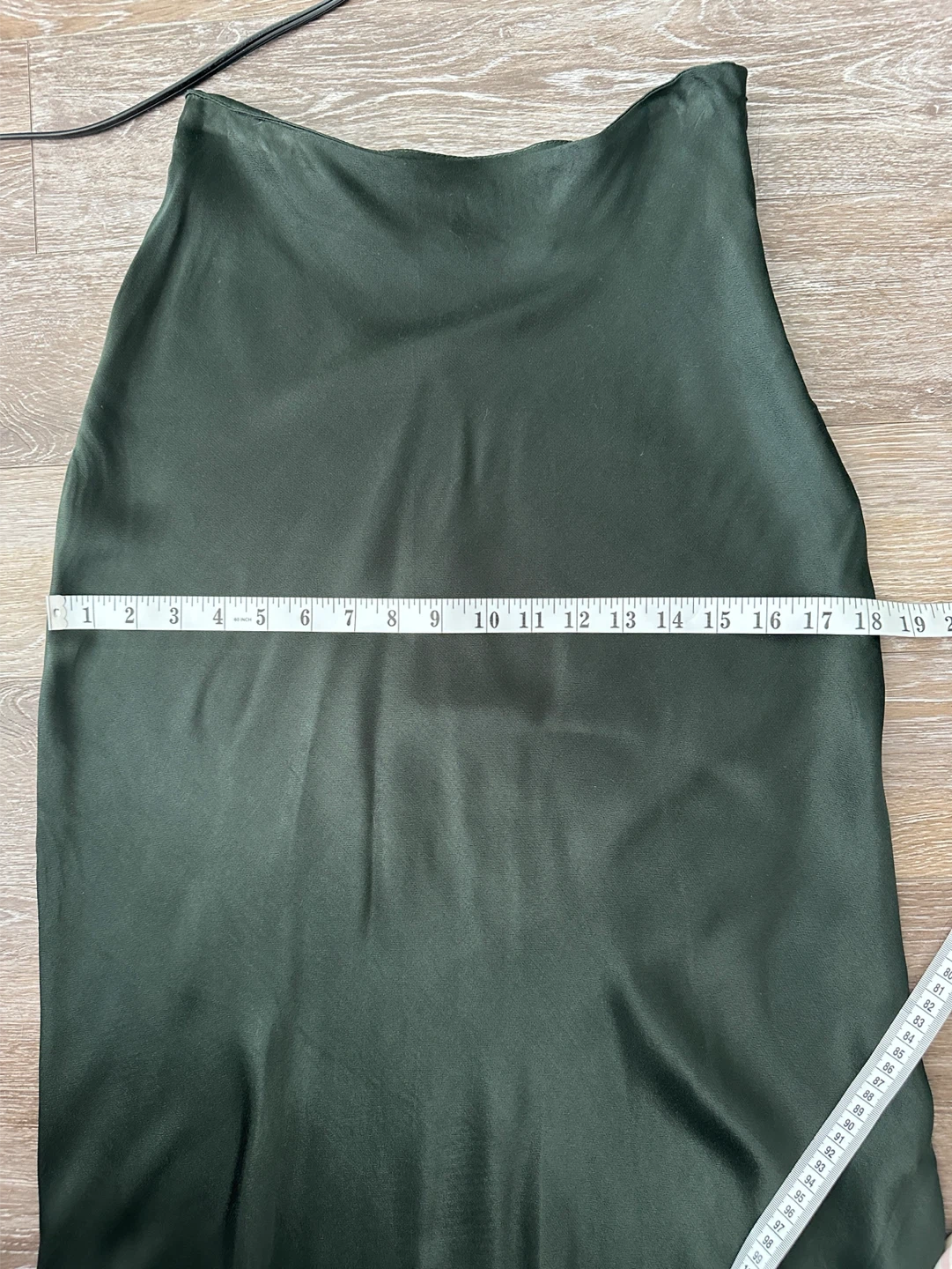 Mango Dark Green Satin Midi Skirt S - photo 4