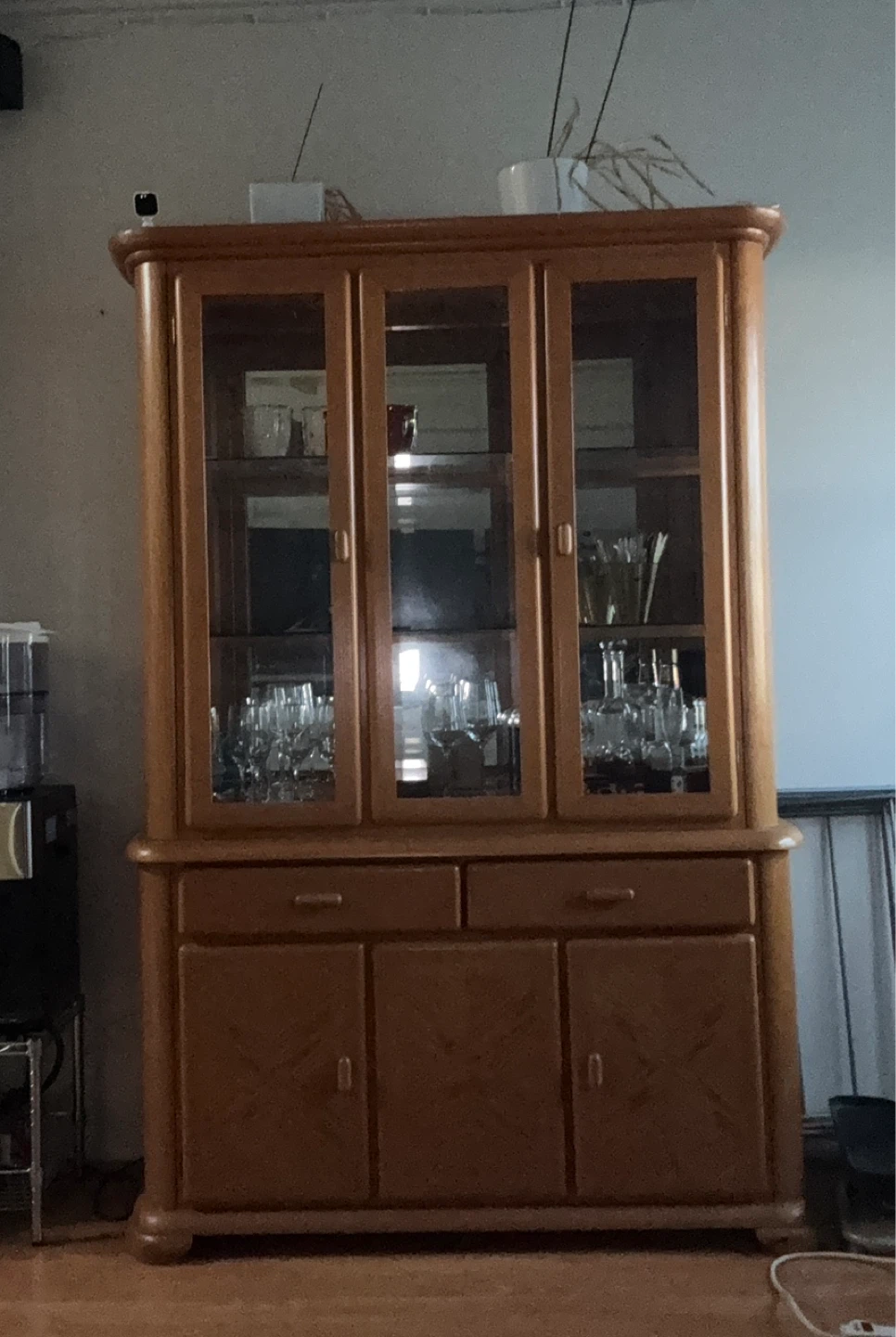 Wooden Display Cabinet with Glass Doors