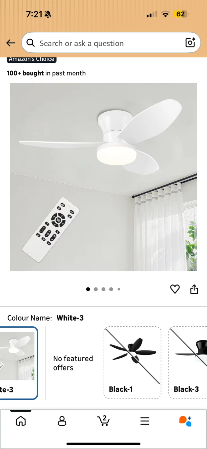 White Ceiling Fan with Remote