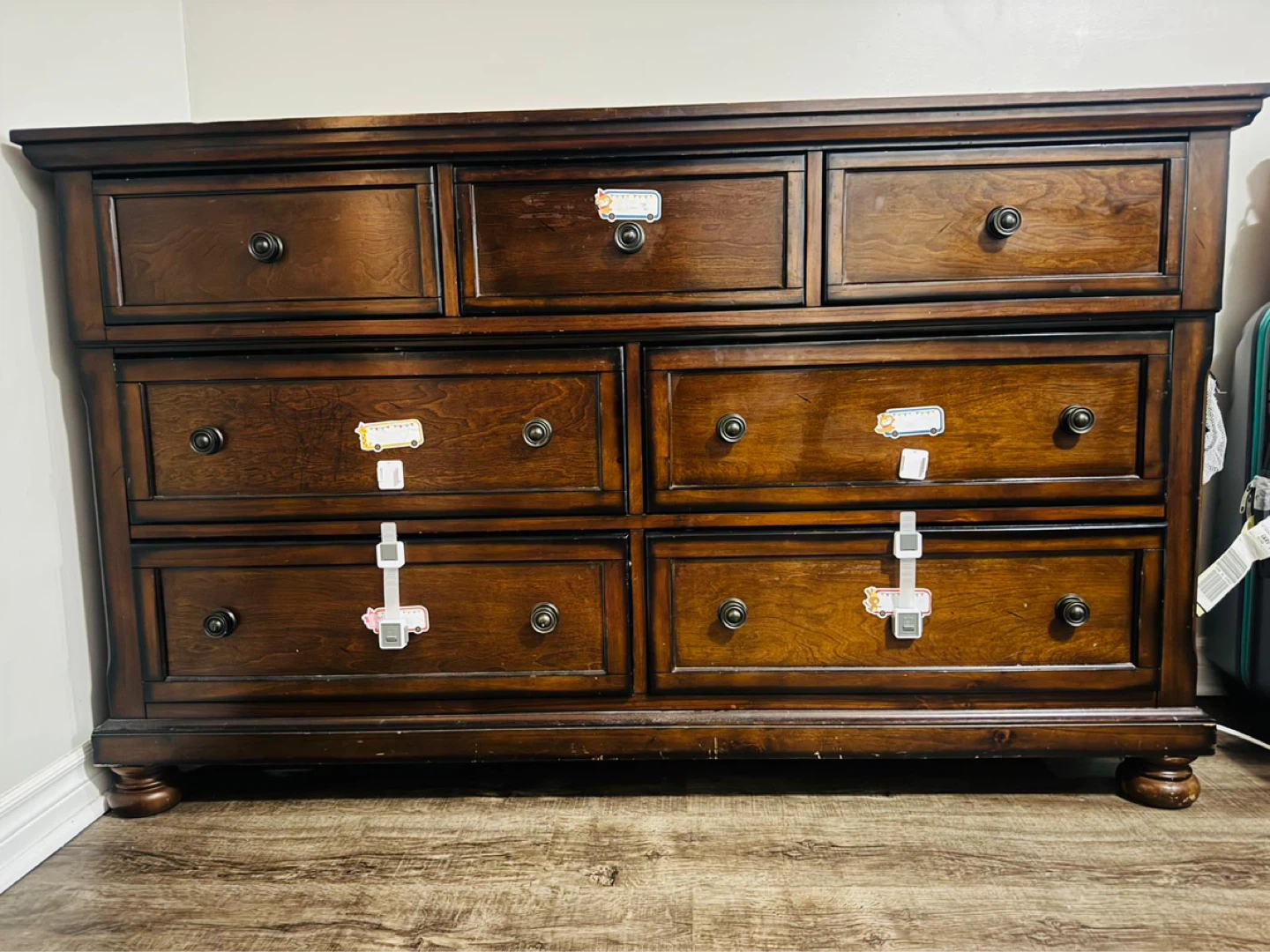 Dark Wood Dresser with 7 Drawers - photo 4