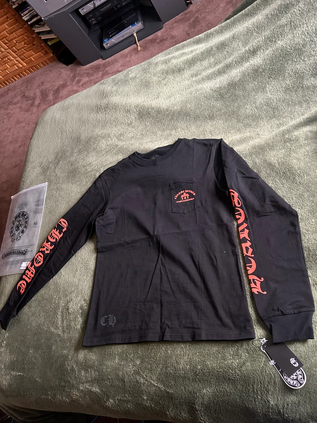Chrome Hearts Long Sleeve T-Shirt Black Red Hollywood Logo - photo 2