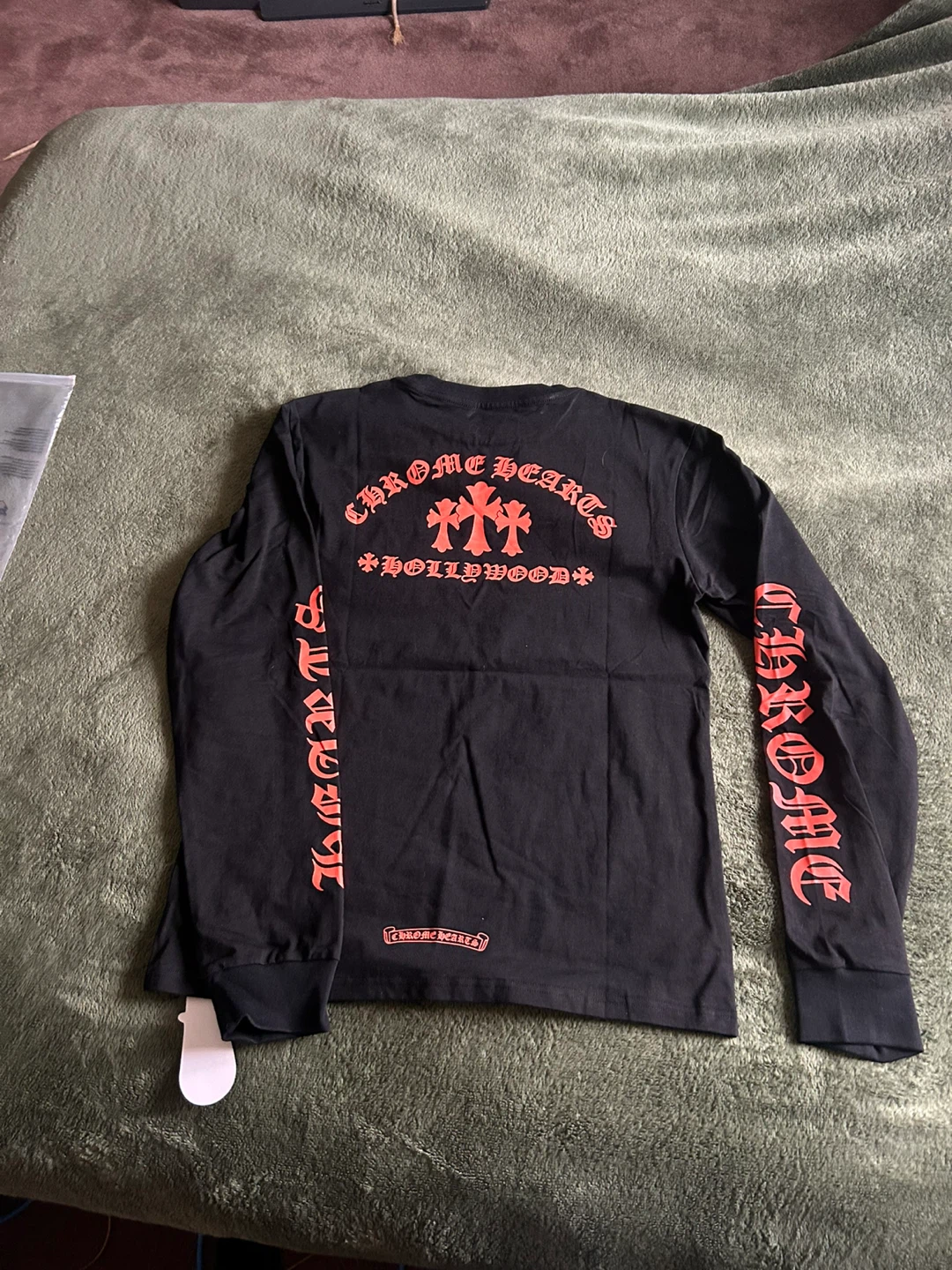 Chrome Hearts Long Sleeve T-Shirt Black Red Hollywood Logo