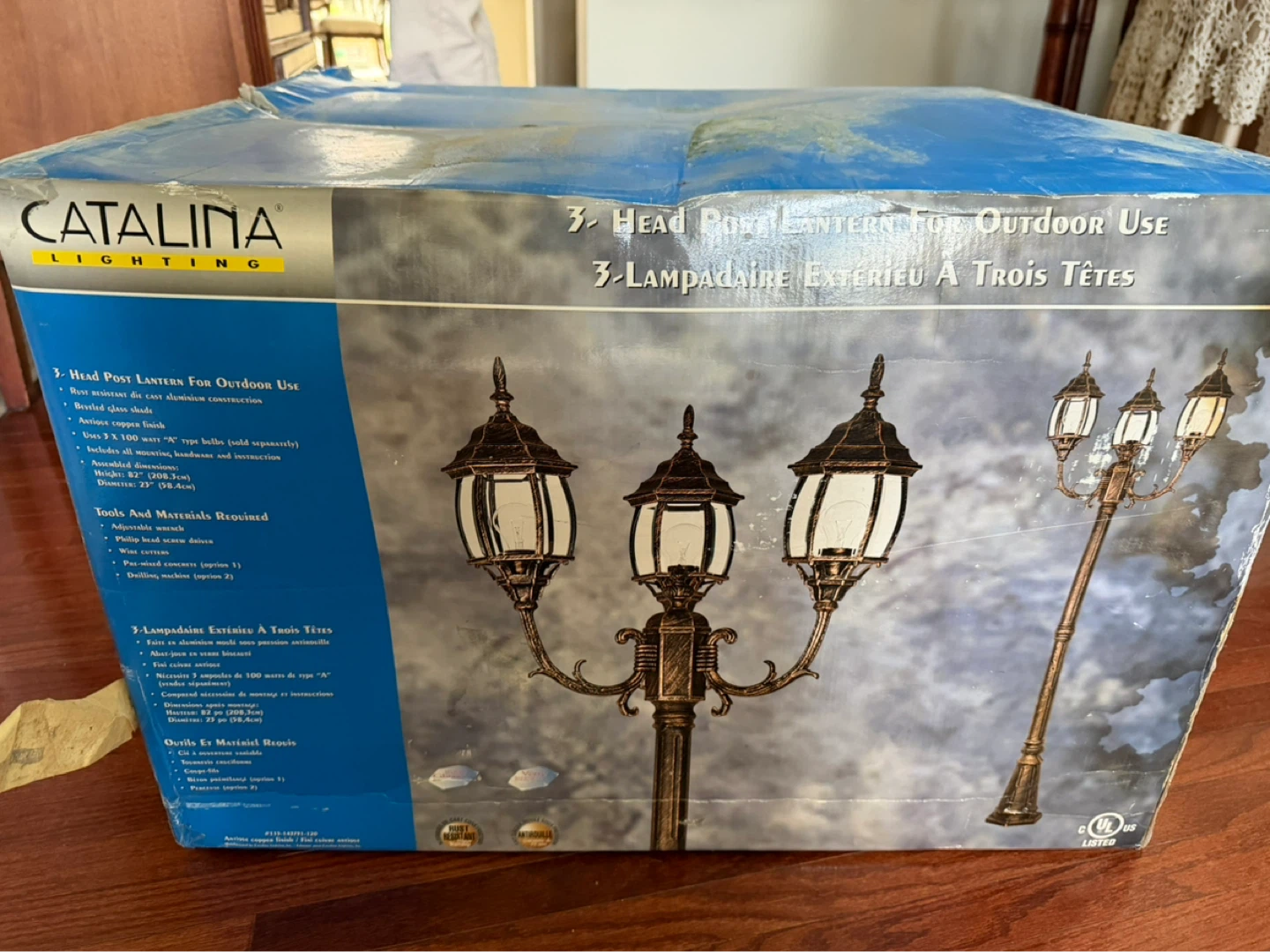 3-Head Post Lantern for Outdoor Use - New in Box