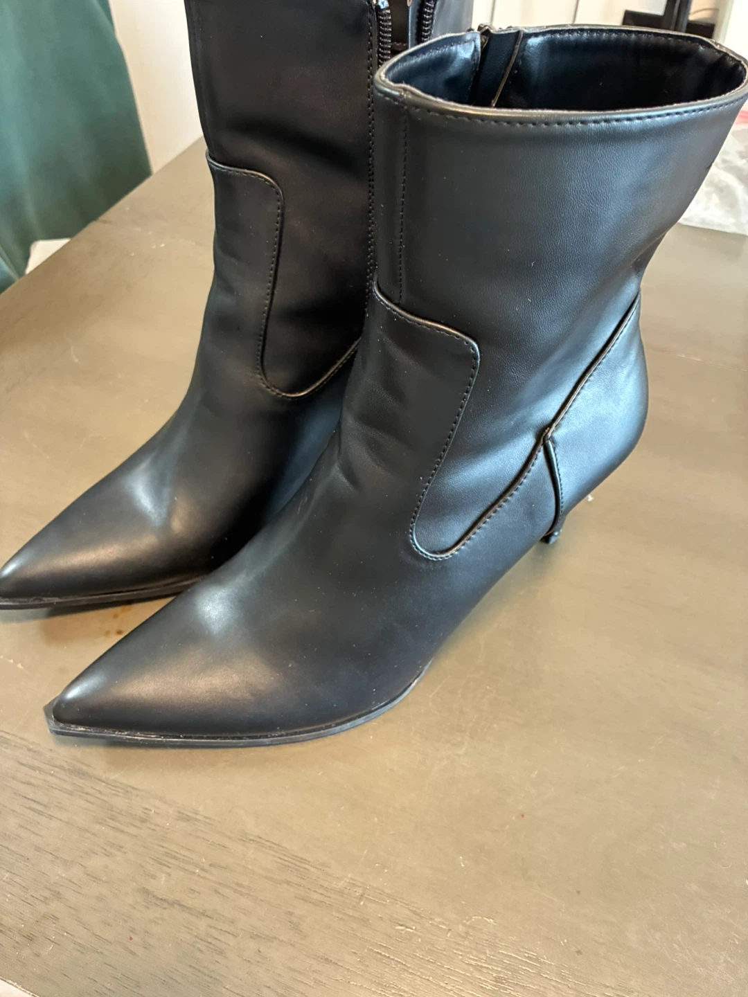 Black Pointed Toe Stiletto Heel Ankle Boots
