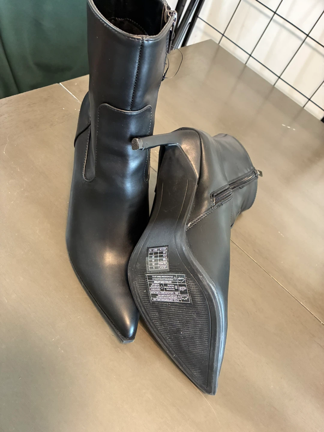 Black Pointed Toe Stiletto Heel Ankle Boots - photo 3