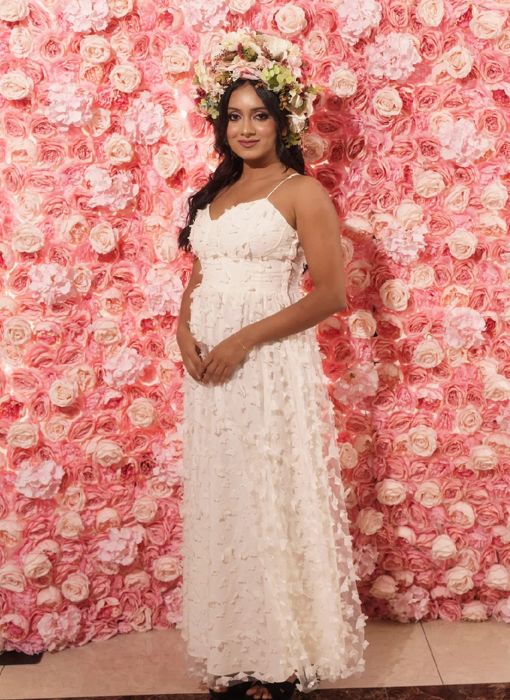 White floral dress with spaghetti straps