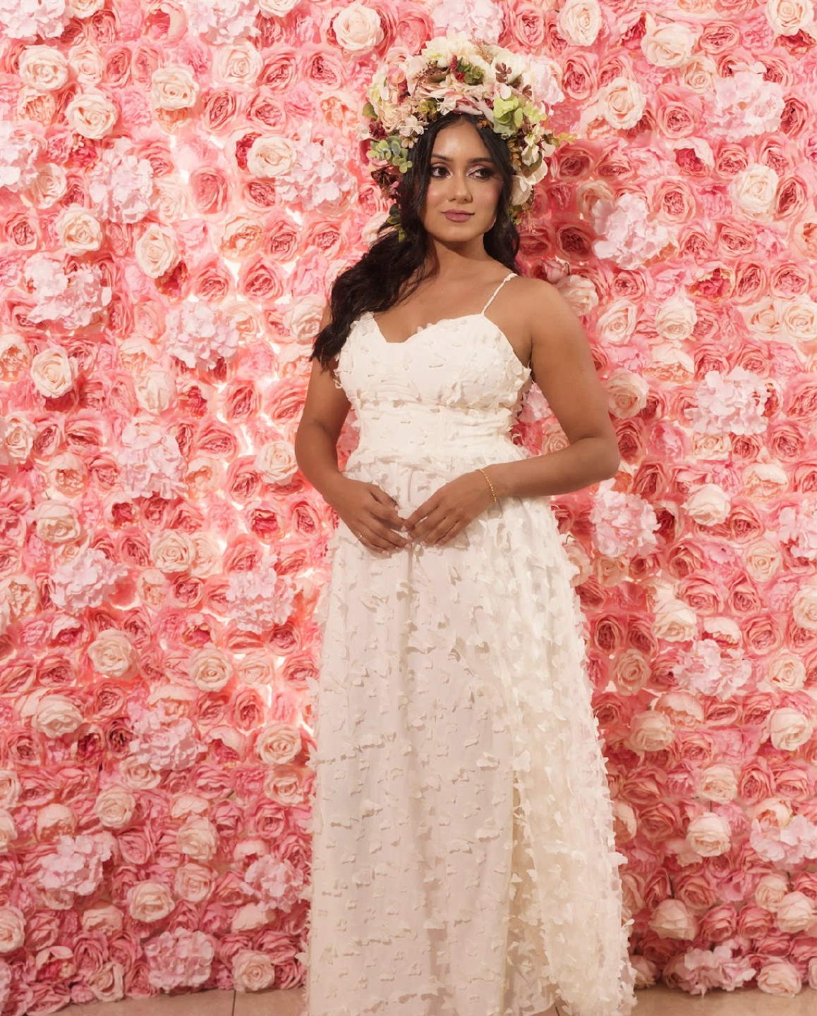White floral dress with spaghetti straps - photo 2
