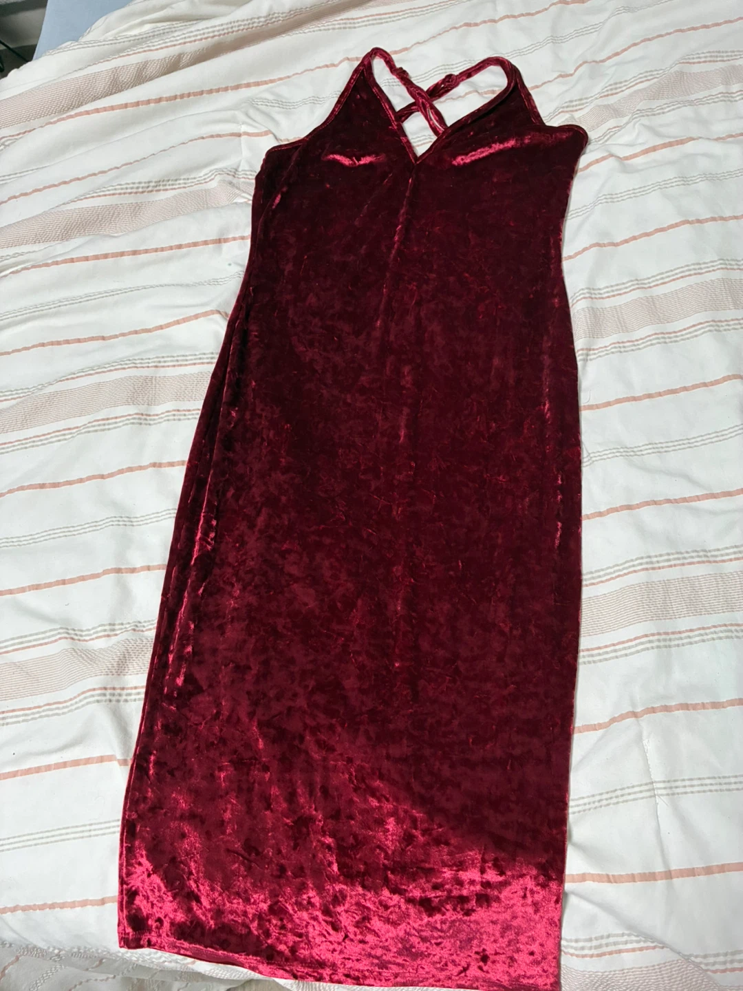 BOZZOLO Velvet Midi Dress - Large - Burgundy