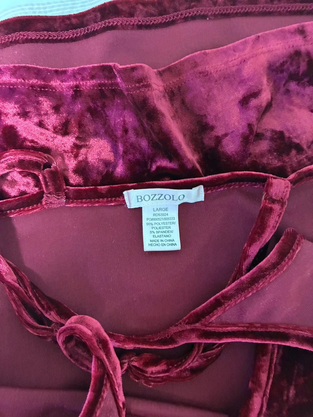 BOZZOLO Velvet Midi Dress - Large - Burgundy - photo 3